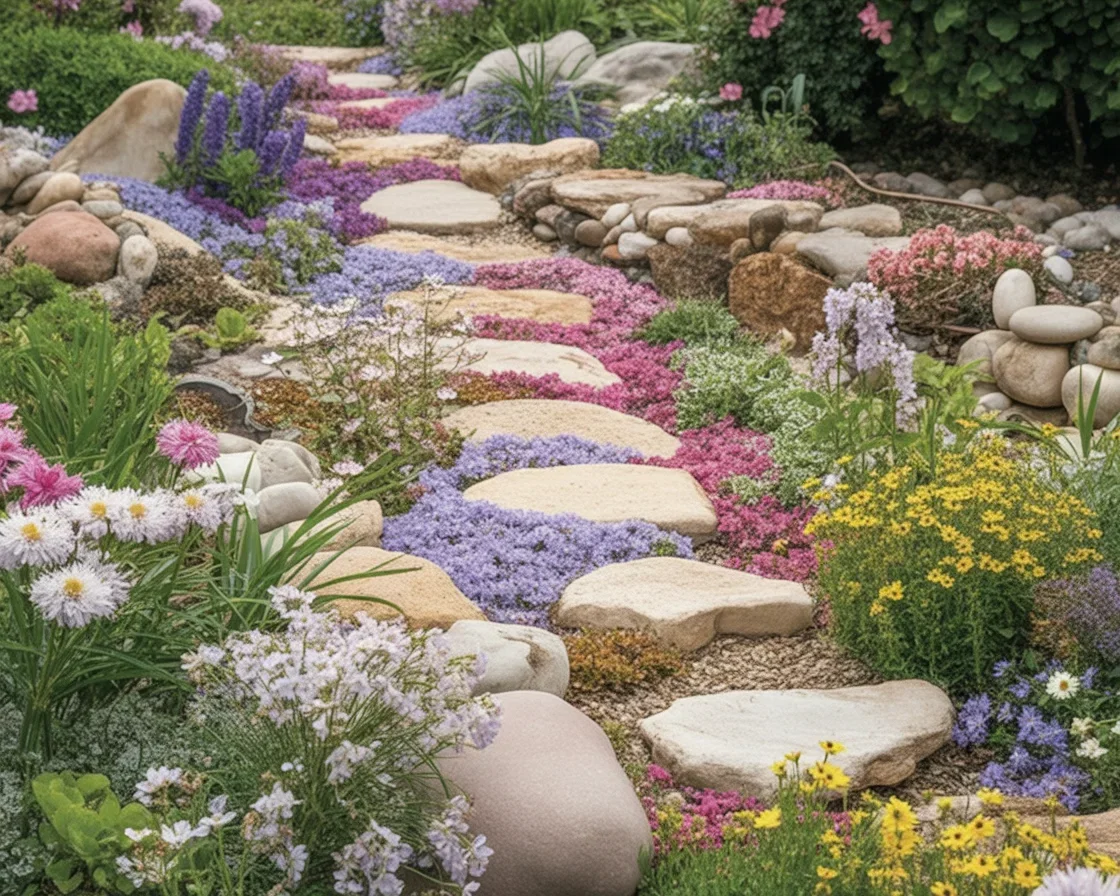 Decorative rocks used in landscaping to enhance outdoor yard aesthetics.