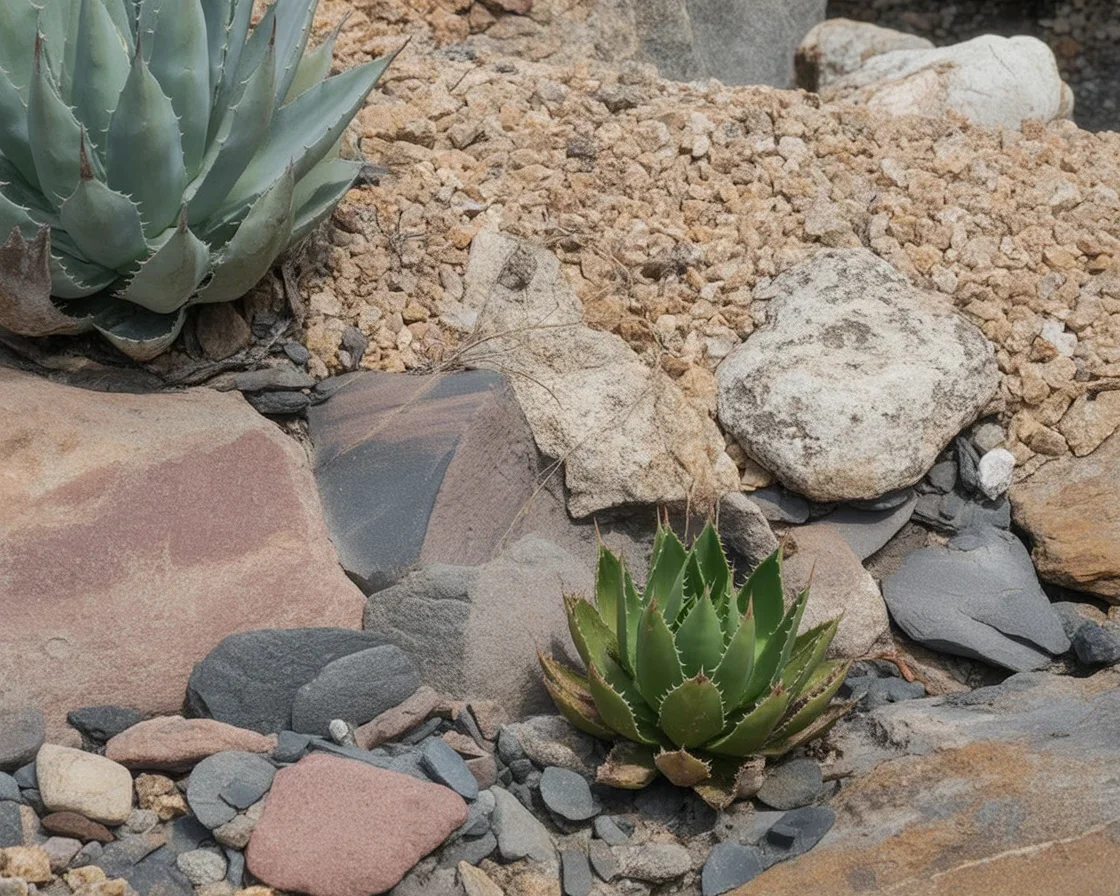A vibrant xeriscaped yard showcasing diverse plants and low-water landscaping techniques.