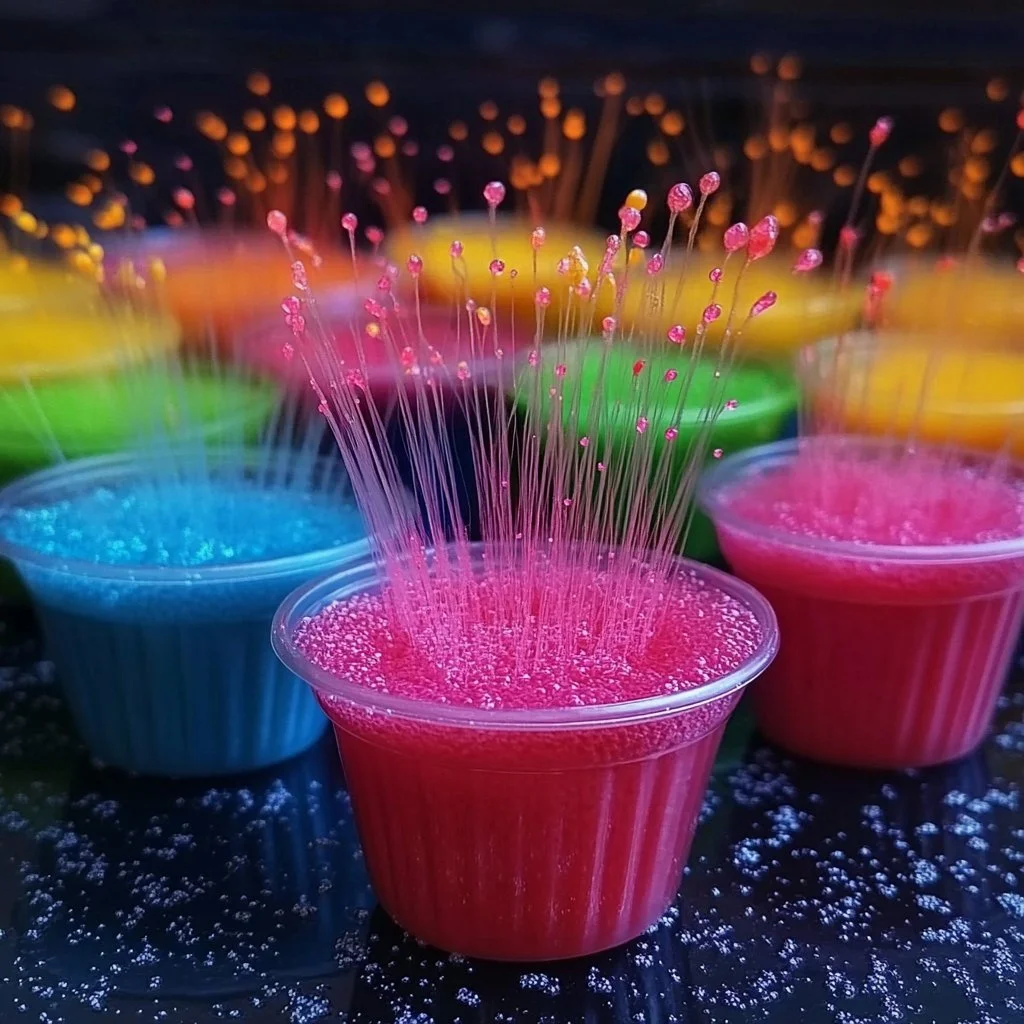 Baking soda and vinegar fireworks experiment showcasing a fizzy reaction.