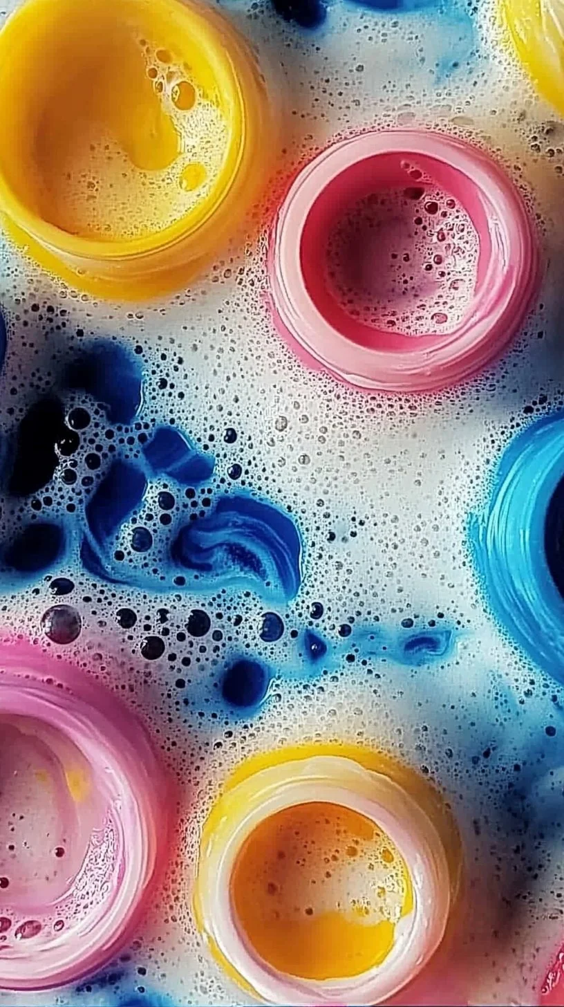 Child creating a colorful baking soda fizzy painting experiment.