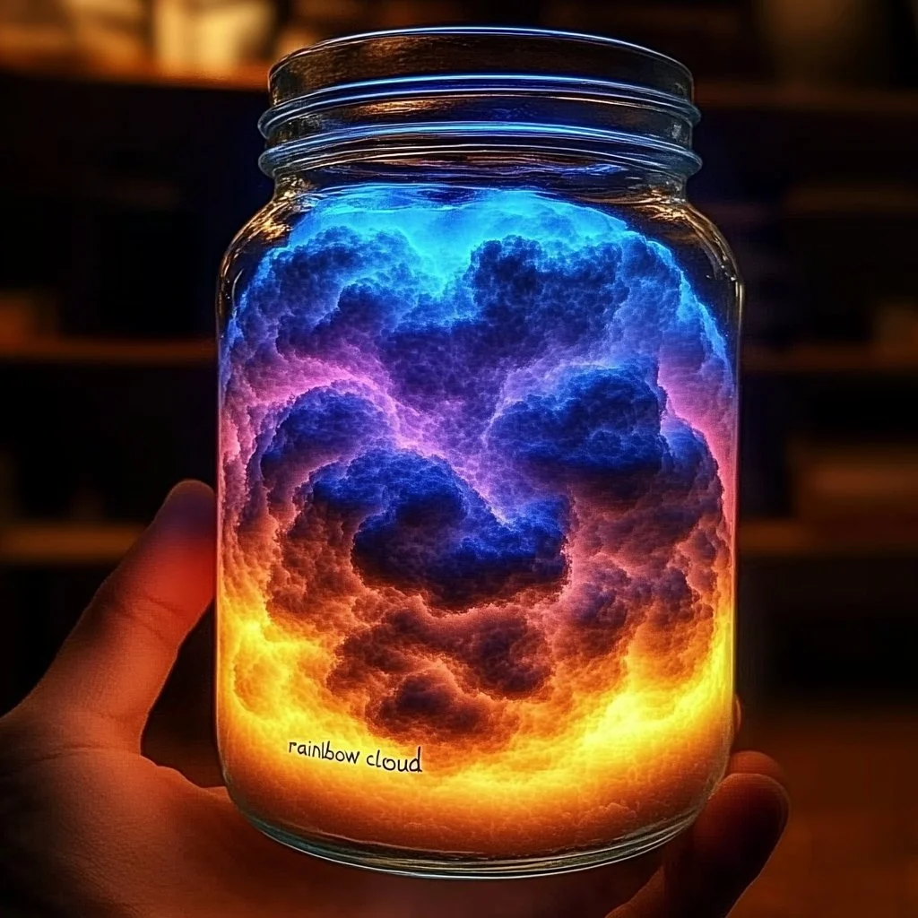 DIY baking soda rainbow cloud in a jar project