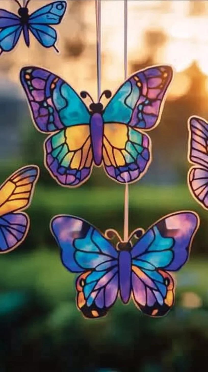 Colorful butterfly window clings for decorative home accents