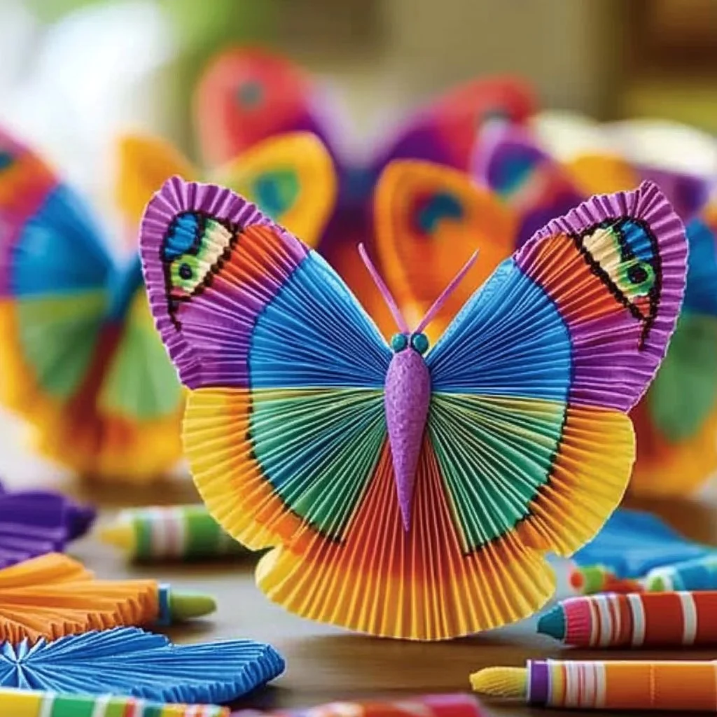 Colorful chromatography coffee filter butterflies showcasing vivid patterns.