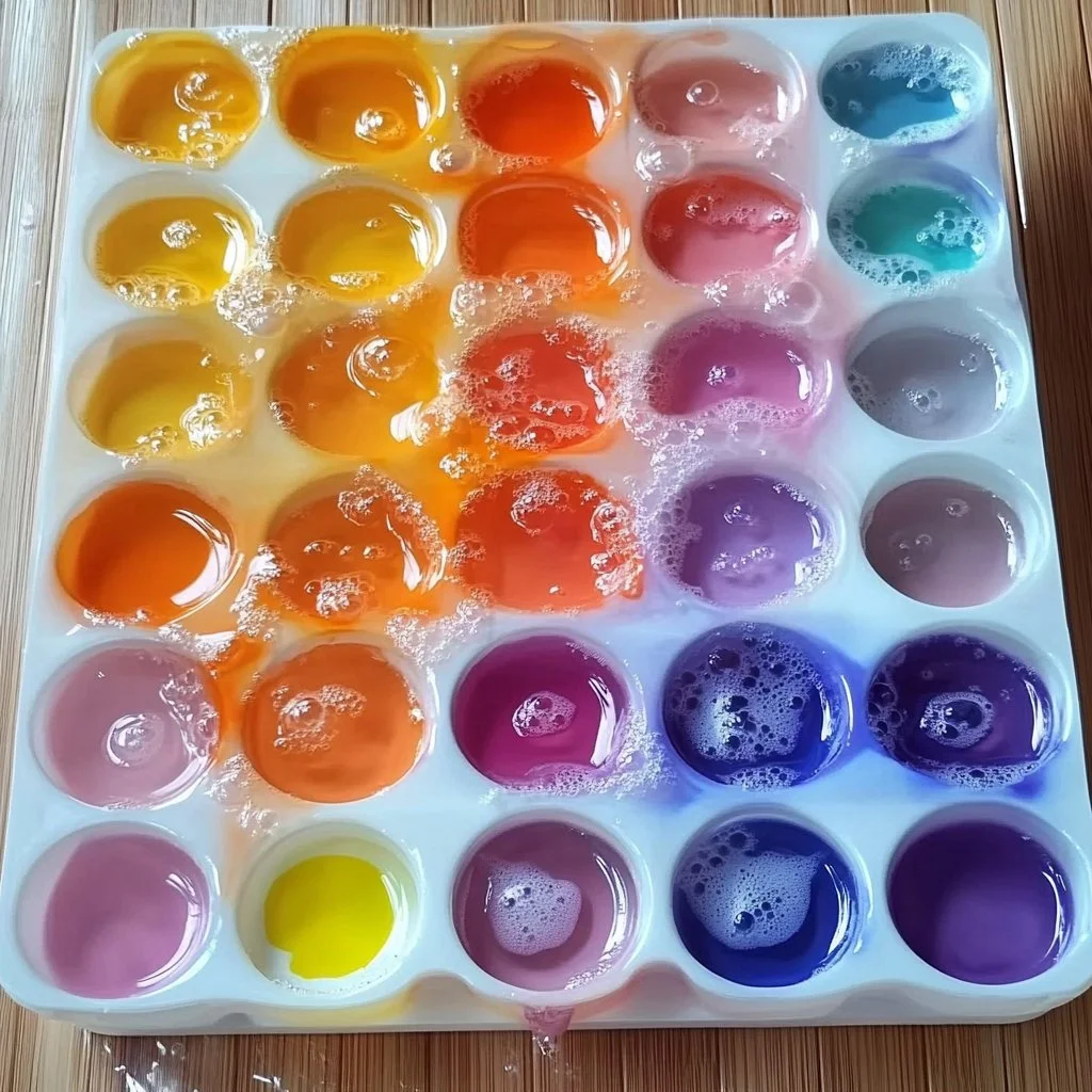 Colorful Eruptions Science Experiment demonstrating fun and vibrant chemical reactions.