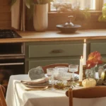 Beautiful Serax decorative tray for kitchen hosting table decor with fall centerpiece.