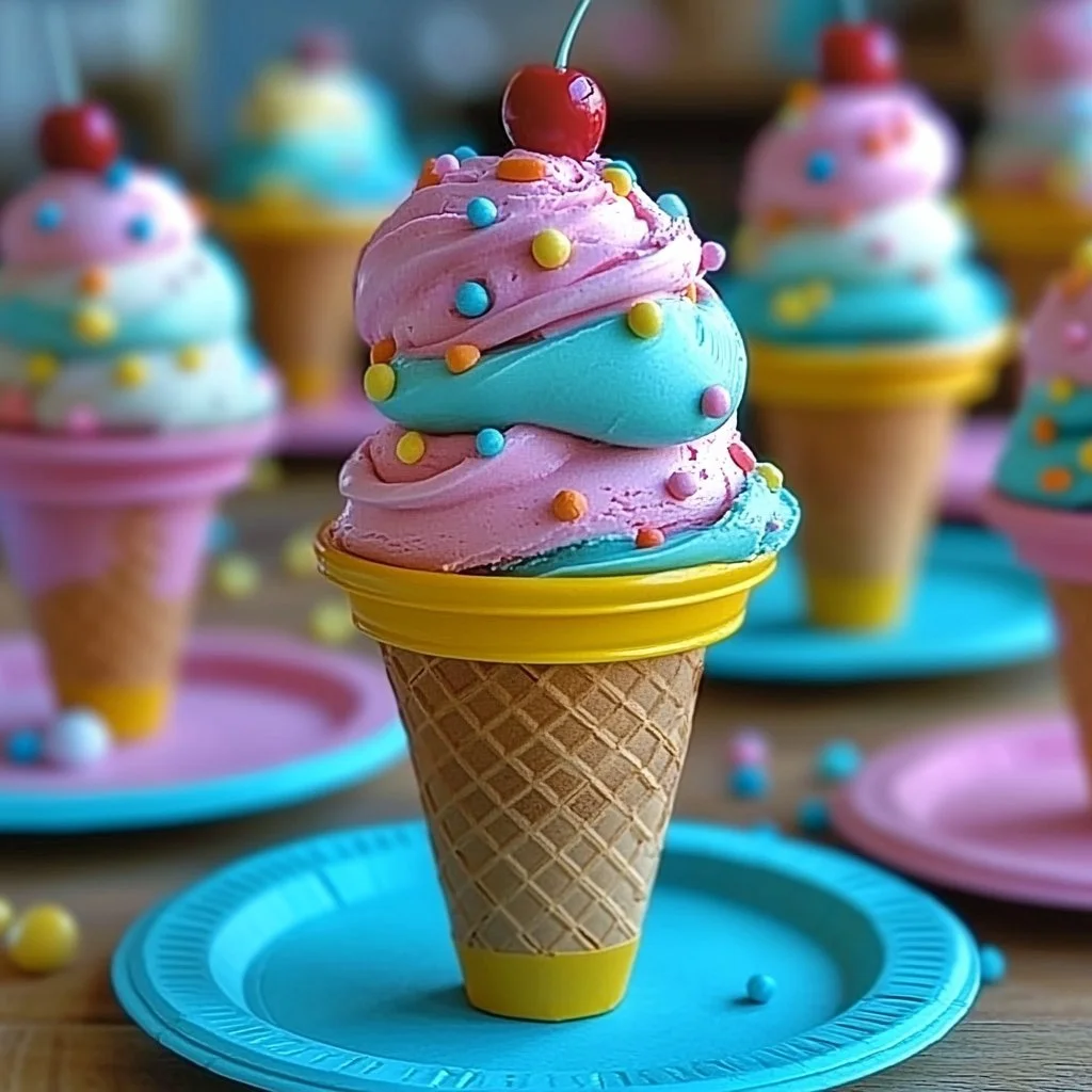 Crafted paper plate ice cream cone for children's art projects