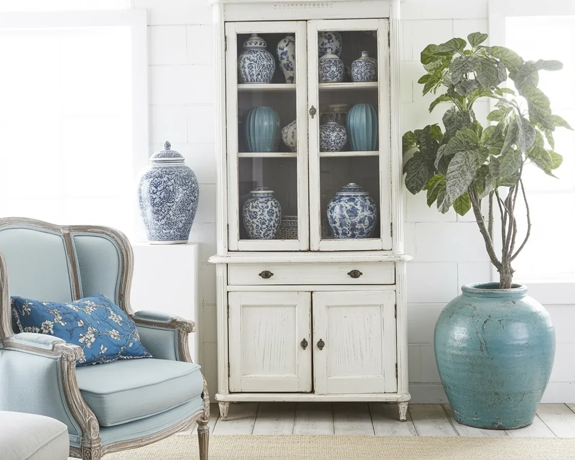 Decorating a large wall in a living room with artwork and stylish decor ideas.