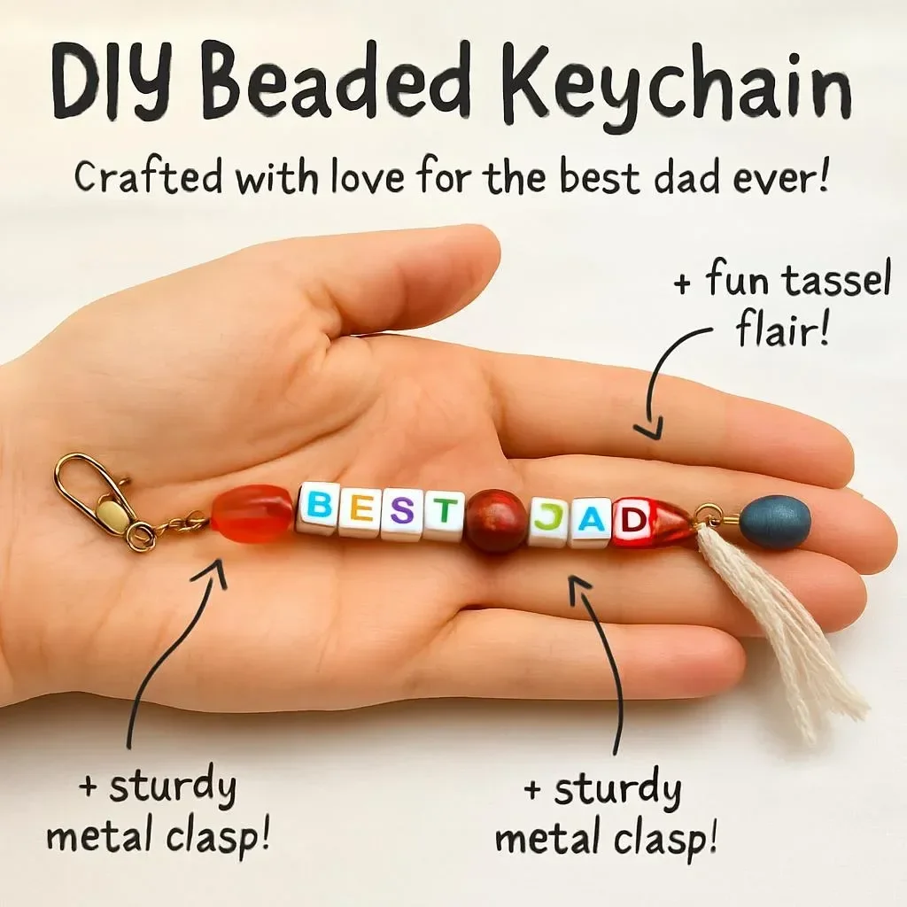 Colorful DIY beaded keychain tutorial with various bead designs