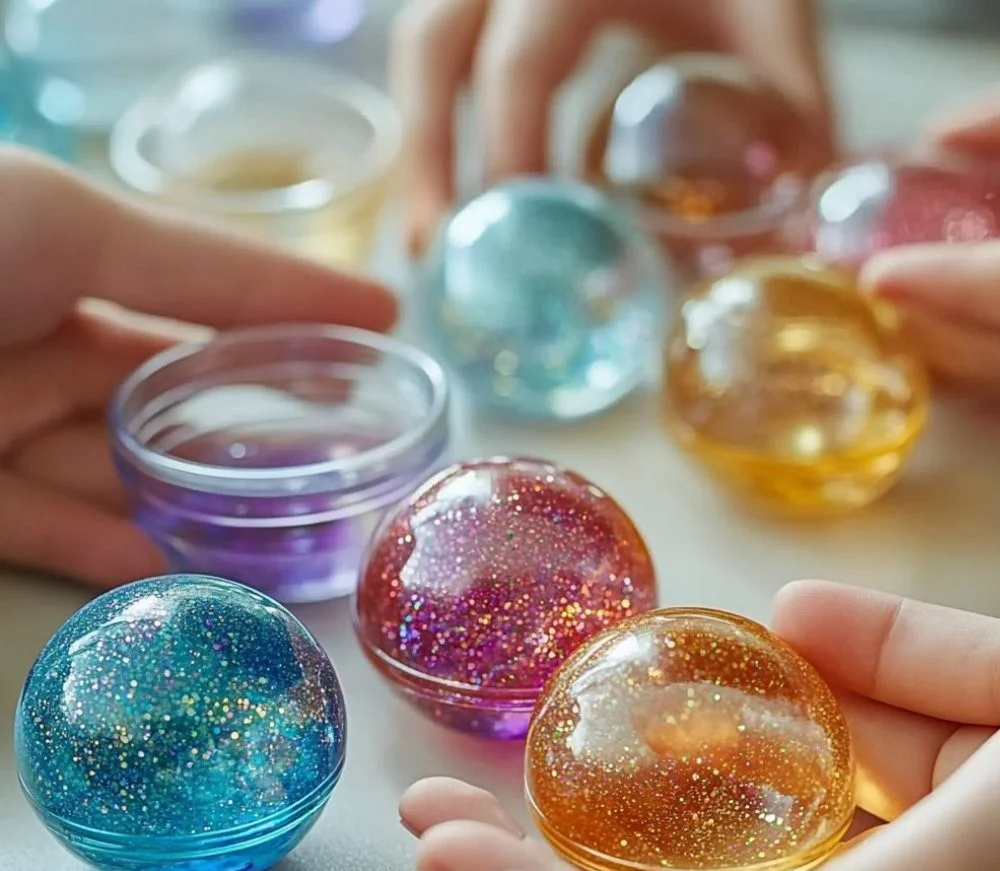 Colorful DIY glitter bouncy balls for fun and creative play