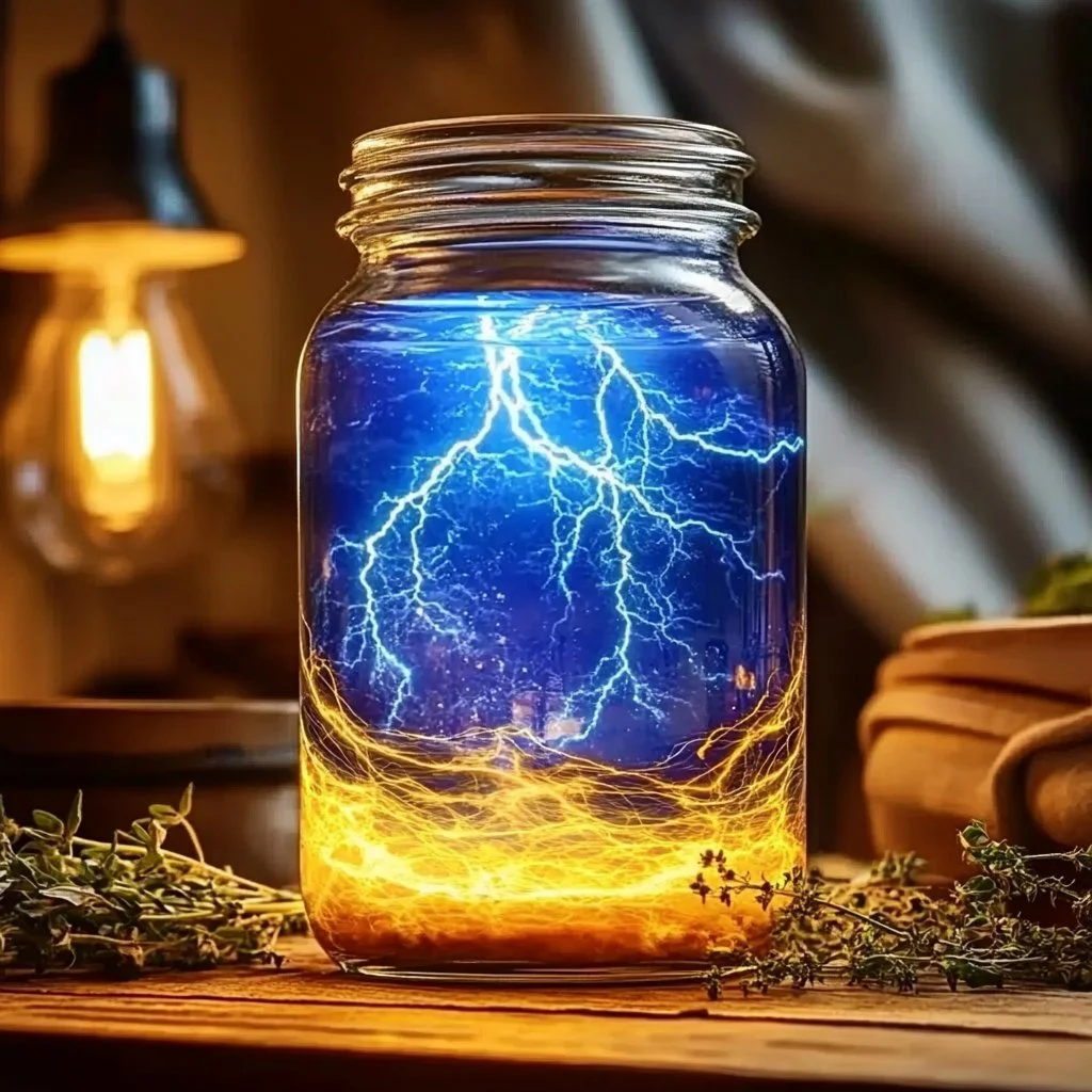 DIY lightning storm in a jar experiment showcasing atmospheric effects