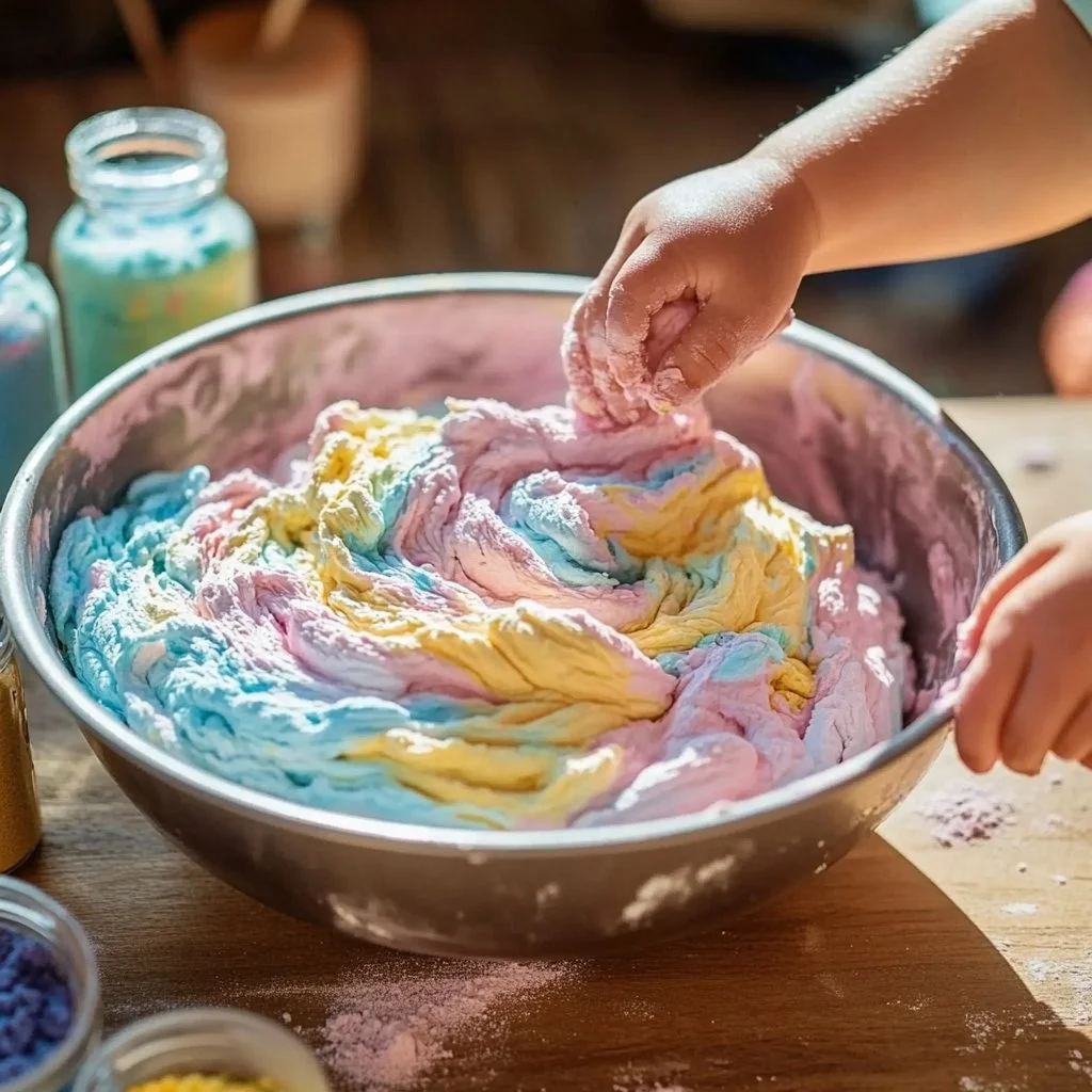 Child playing with Edible Sludge Sensory Dough