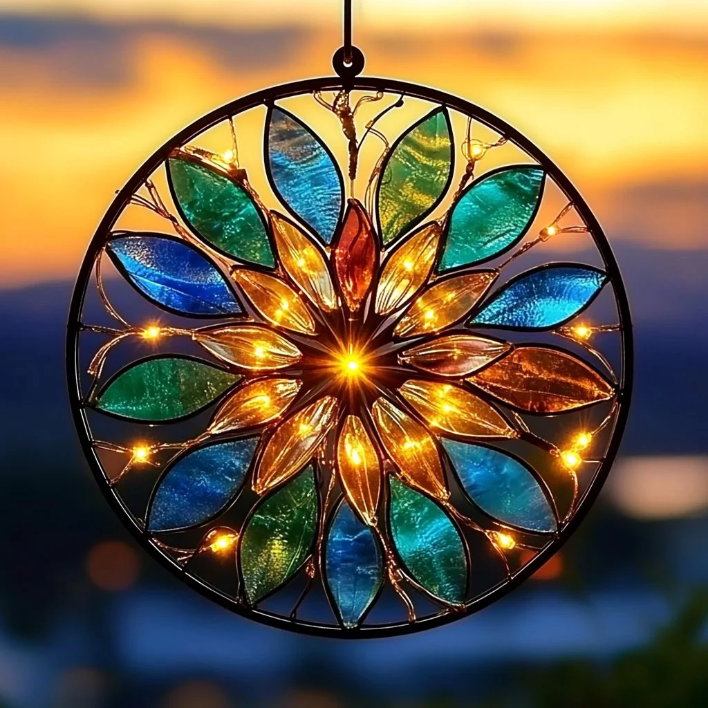 Colorful firework suncatchers creating vibrant light displays.