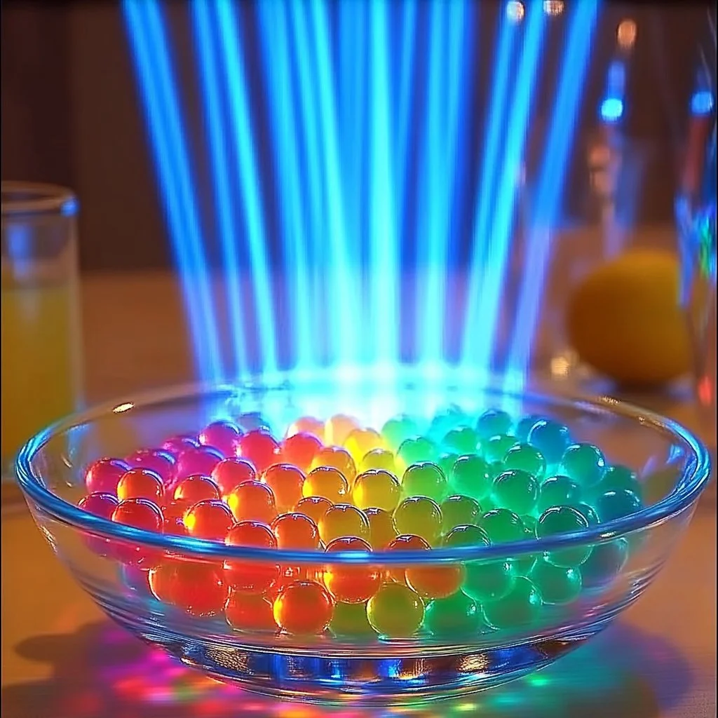 Glow-in-the-Dark Skittles featured in a colorful firework display.