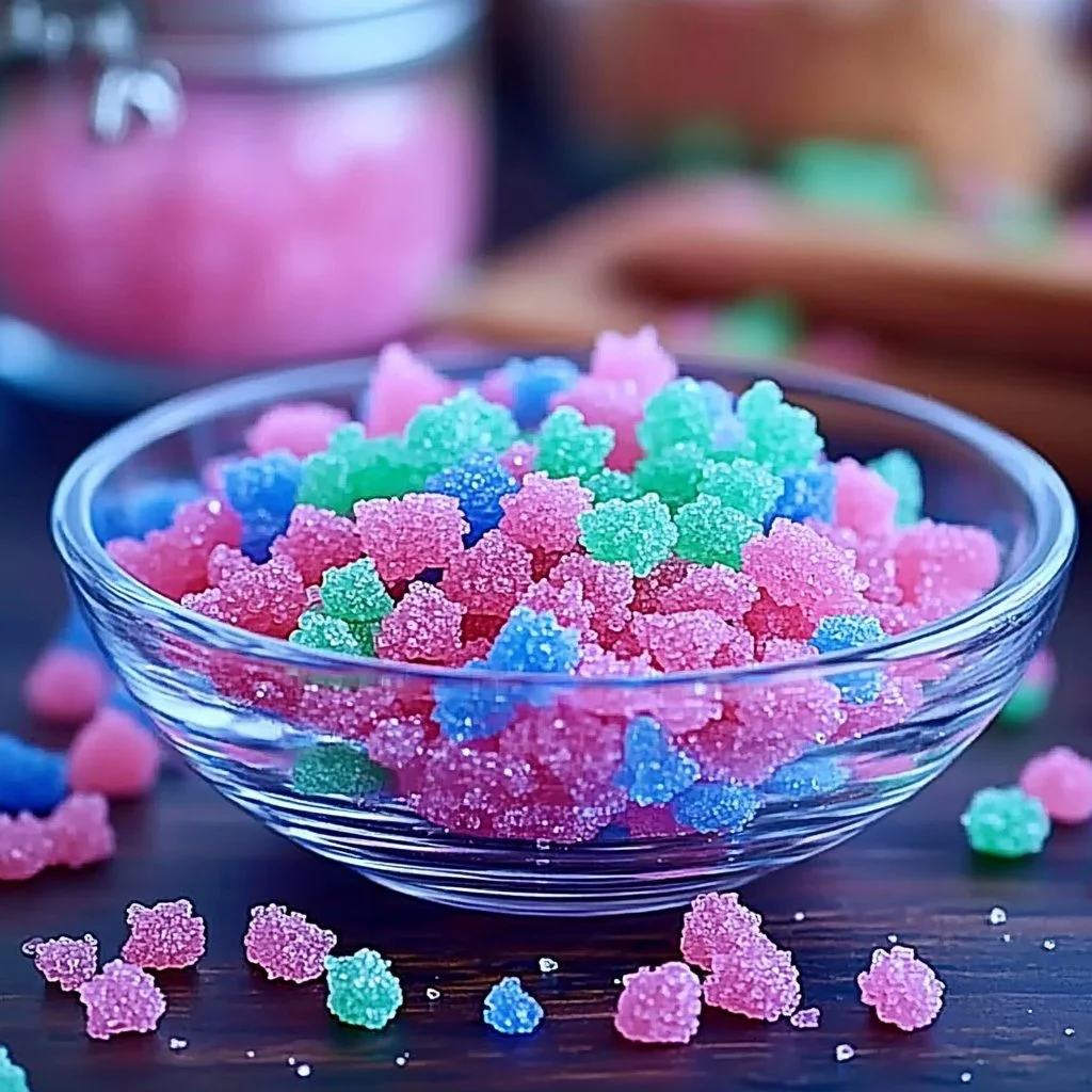 Delicious homemade Pop Rocks candy ready to enjoy with fizzy flavors.