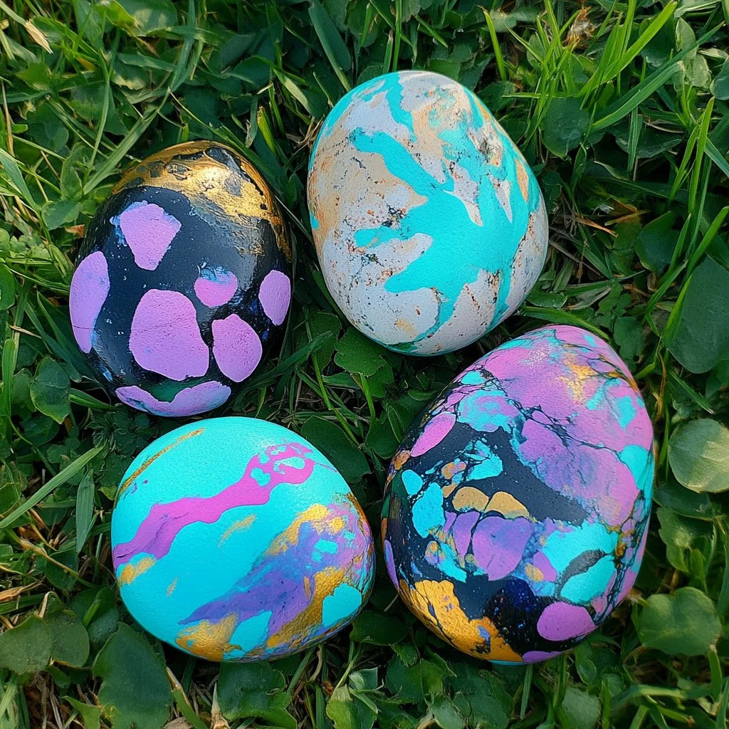 Beautifully crafted marble painted rocks and creative art techniques.