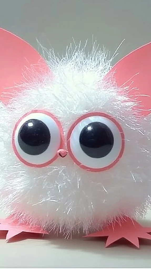 Colorful Pom-Pom Love Bugs craft project for kids