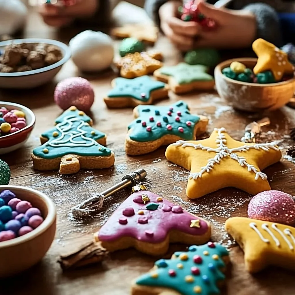 Colorful salt dough ornaments hanging on a tree.