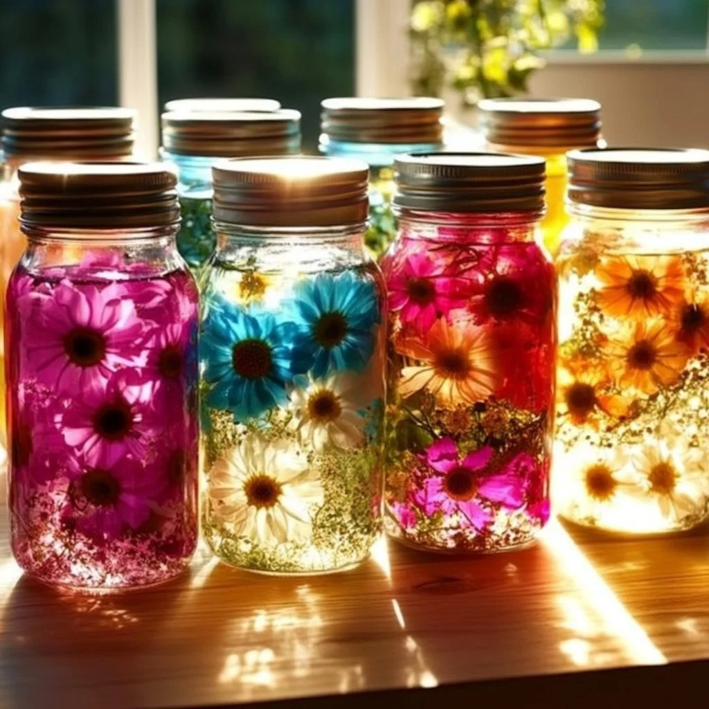 Beautifully crafted scented gel jars in various colors and fragrances.