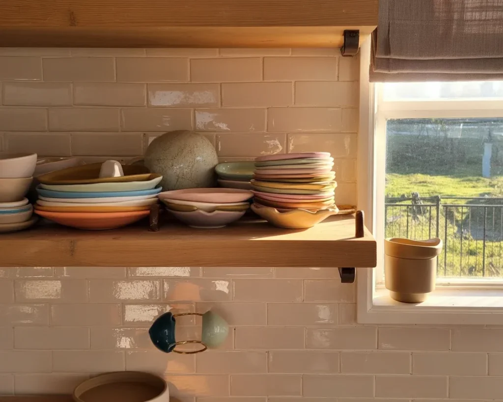 Elegant shelf railings for kitchen shelving, enhancing organization and style.
