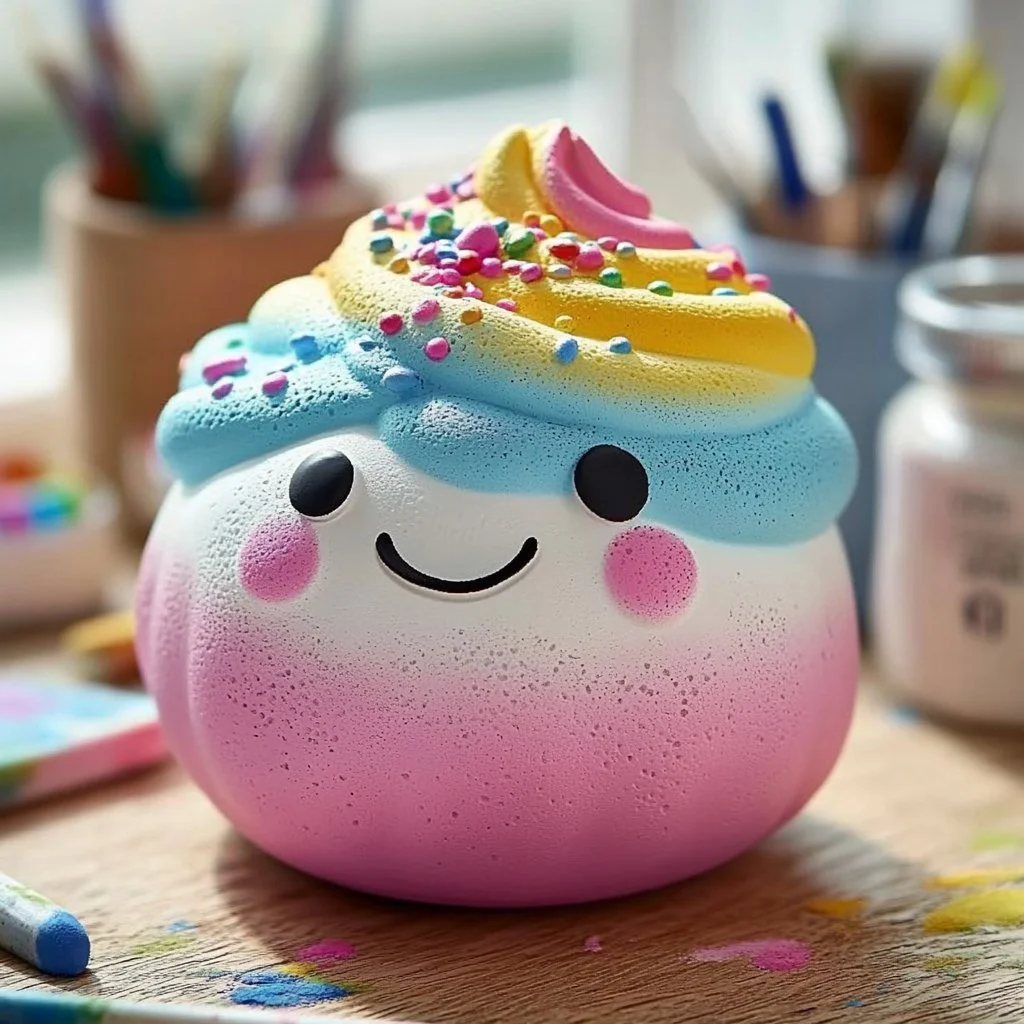 Colorful and artistic squishy masterpiece showcasing unique textures and designs.