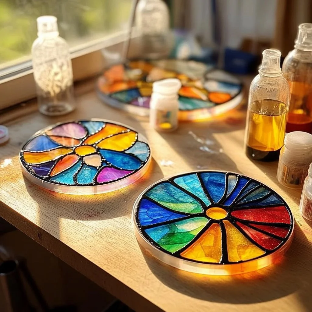 Beautiful stained glass window art made with expert glue techniques.