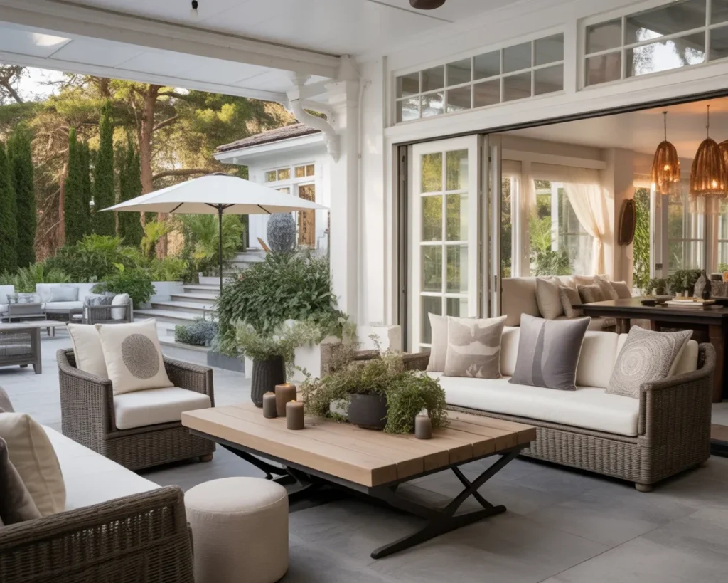 Smooth indoor-outdoor transition landscape enhancing home comfort and freshness.