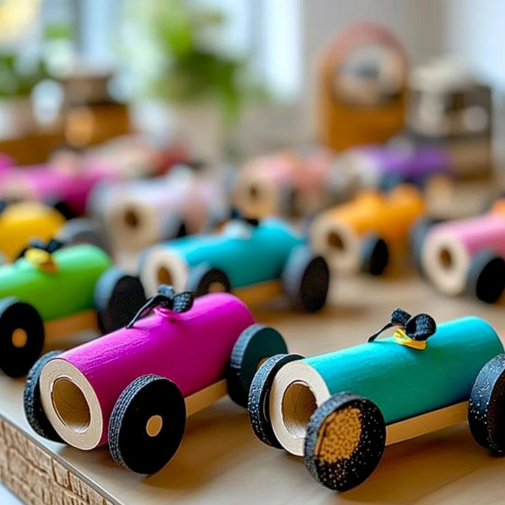 Toilet paper roll race car craft for kids