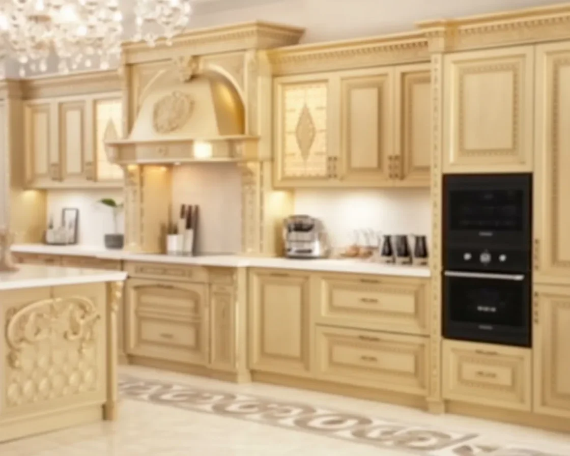 Elegant Arabic kitchen decor in luxury home design with intricate details.