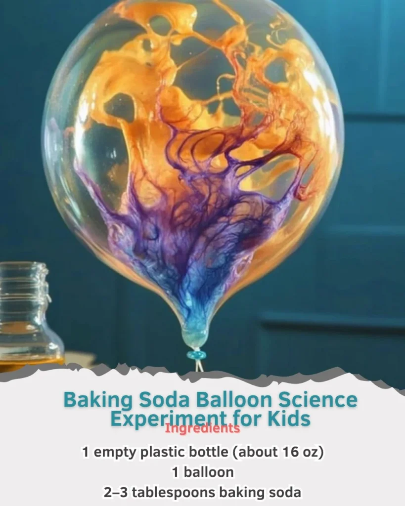 Kids enjoying a baking soda balloon science experiment in a classroom setting.