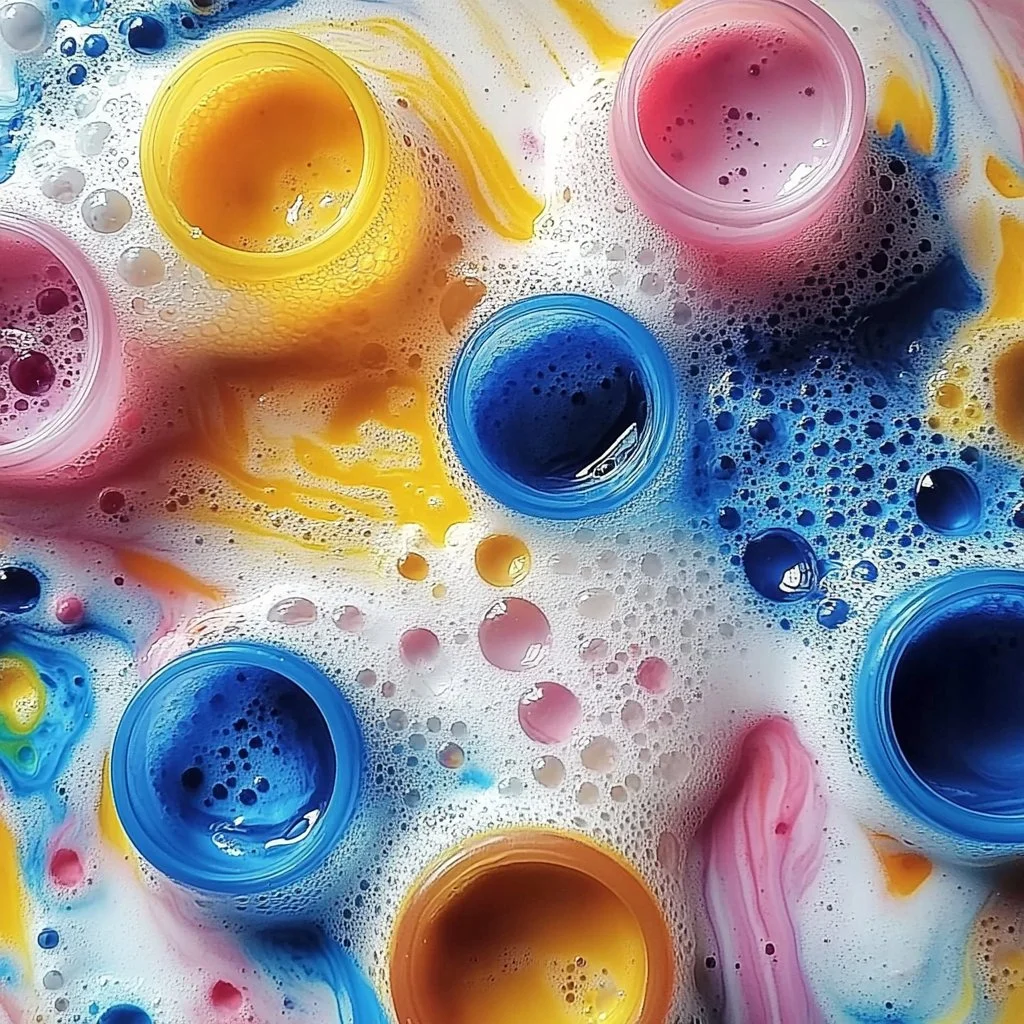 Colorful baking soda fizzy painting with vibrant colors and artistic textures.