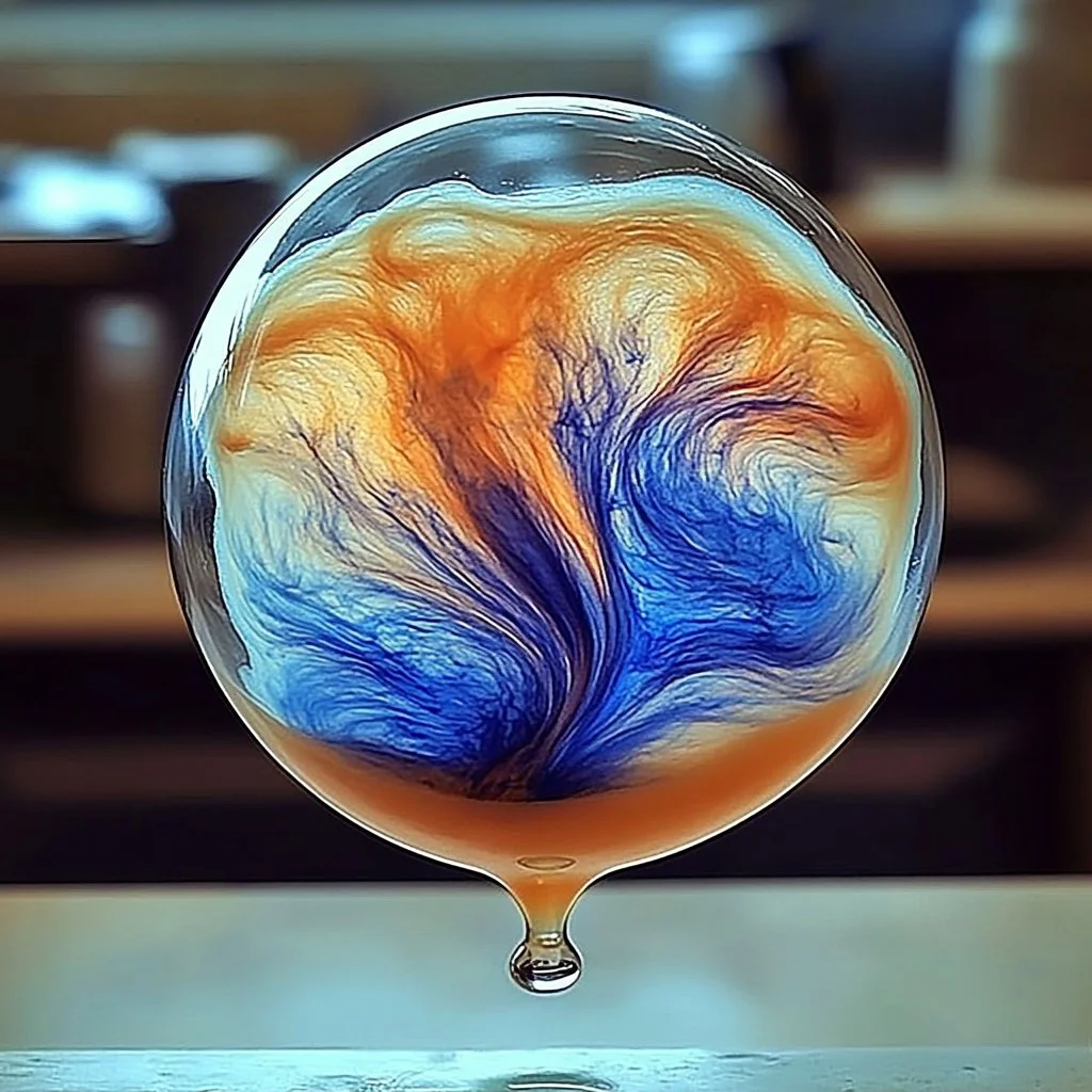 A colorful balloon being inflated in a science experiment.