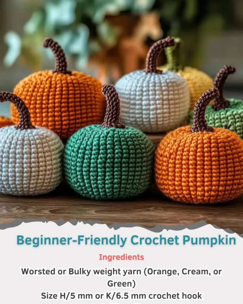 Beginner-friendly crochet pumpkin pattern for fall decorations