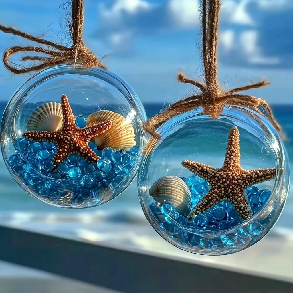 Blue Bead Ocean Suncatcher casting colorful reflections
