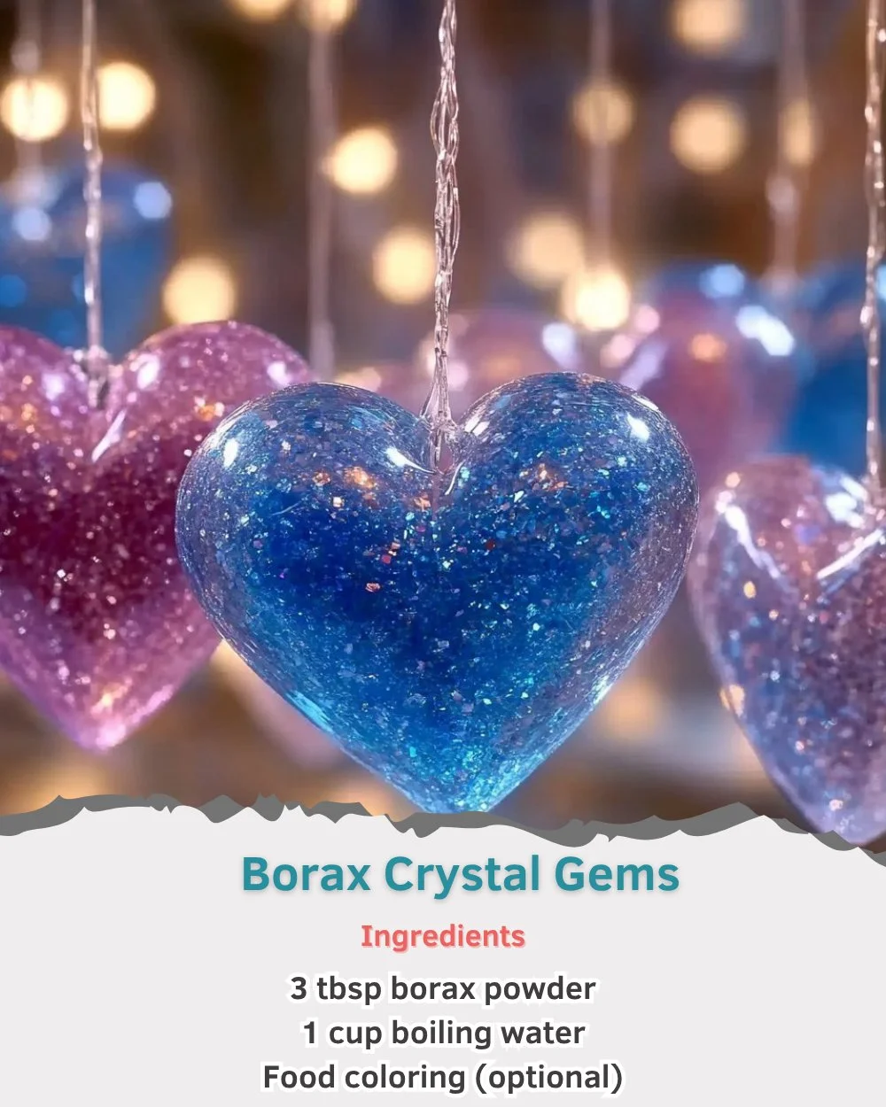 Beautiful Borax Crystal Gems displayed in various colors and shapes.