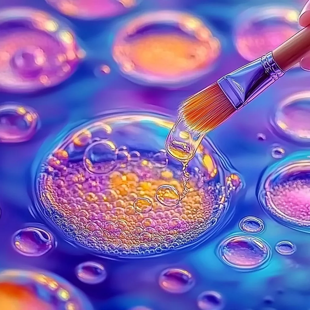 Colorful bubble painting art project demonstrating vibrant patterns and textures.