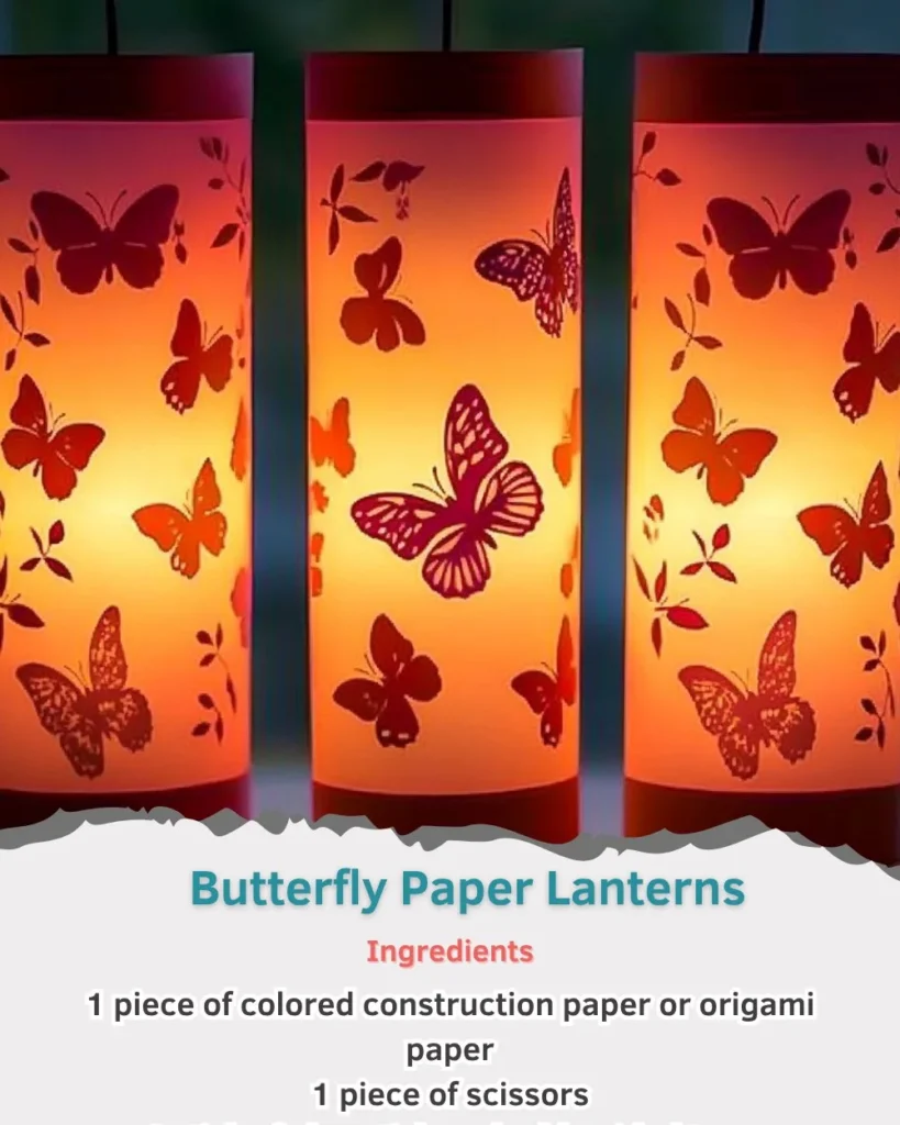Colorful butterfly paper lanterns hanging for decoration