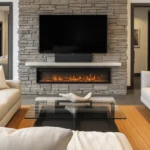 Modern electric fireplace ideas with TV creating a cozy living room ambiance.