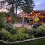 Family-friendly modern landscape design with spaces for kids and dogs to enjoy.