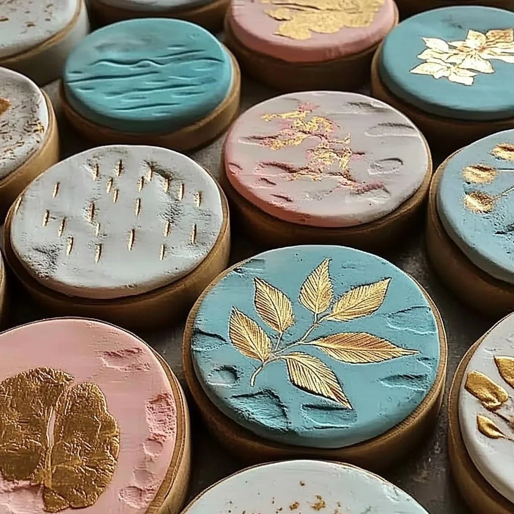 DIY air dry clay coasters in various colors and designs