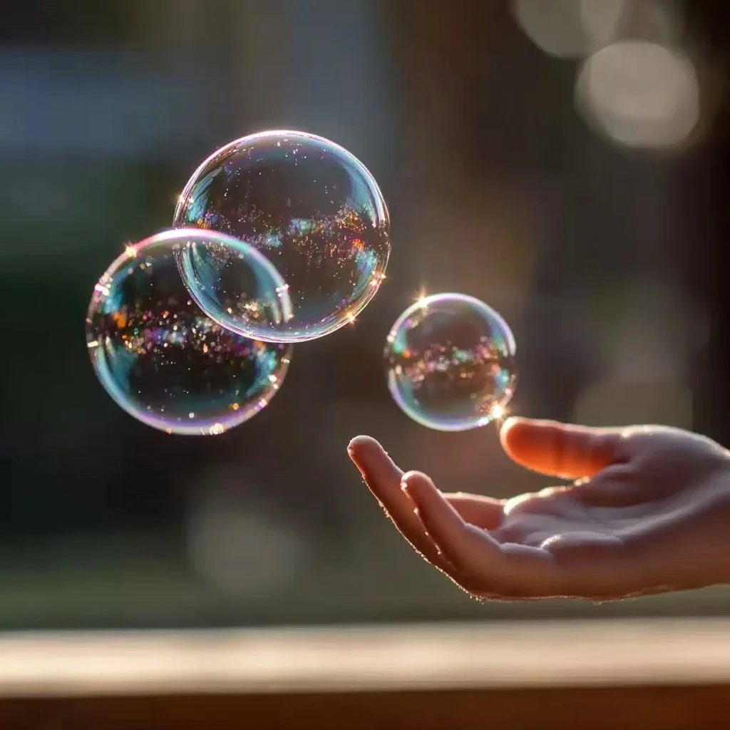 Kids playing with DIY bouncing bubbles made from easy ingredients