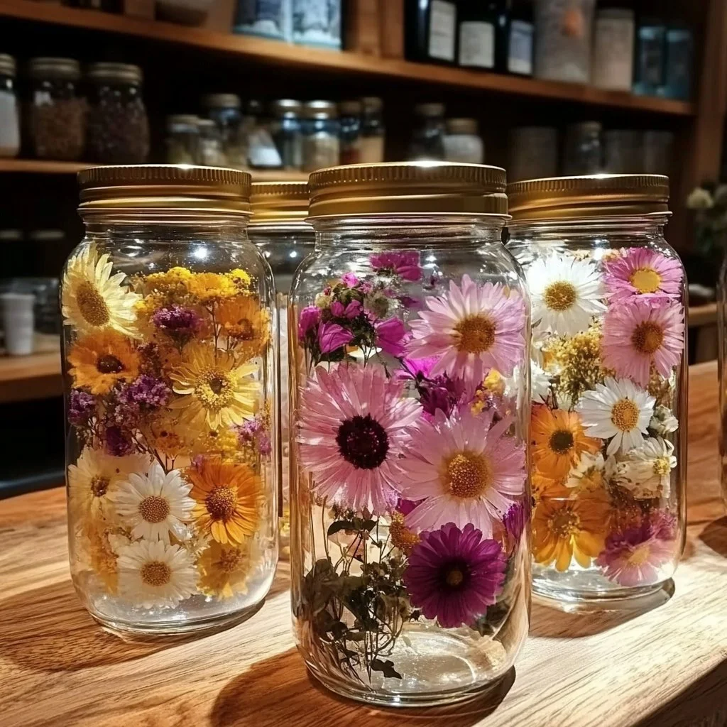 Homemade gel air freshener in a jar with fresh ingredients.