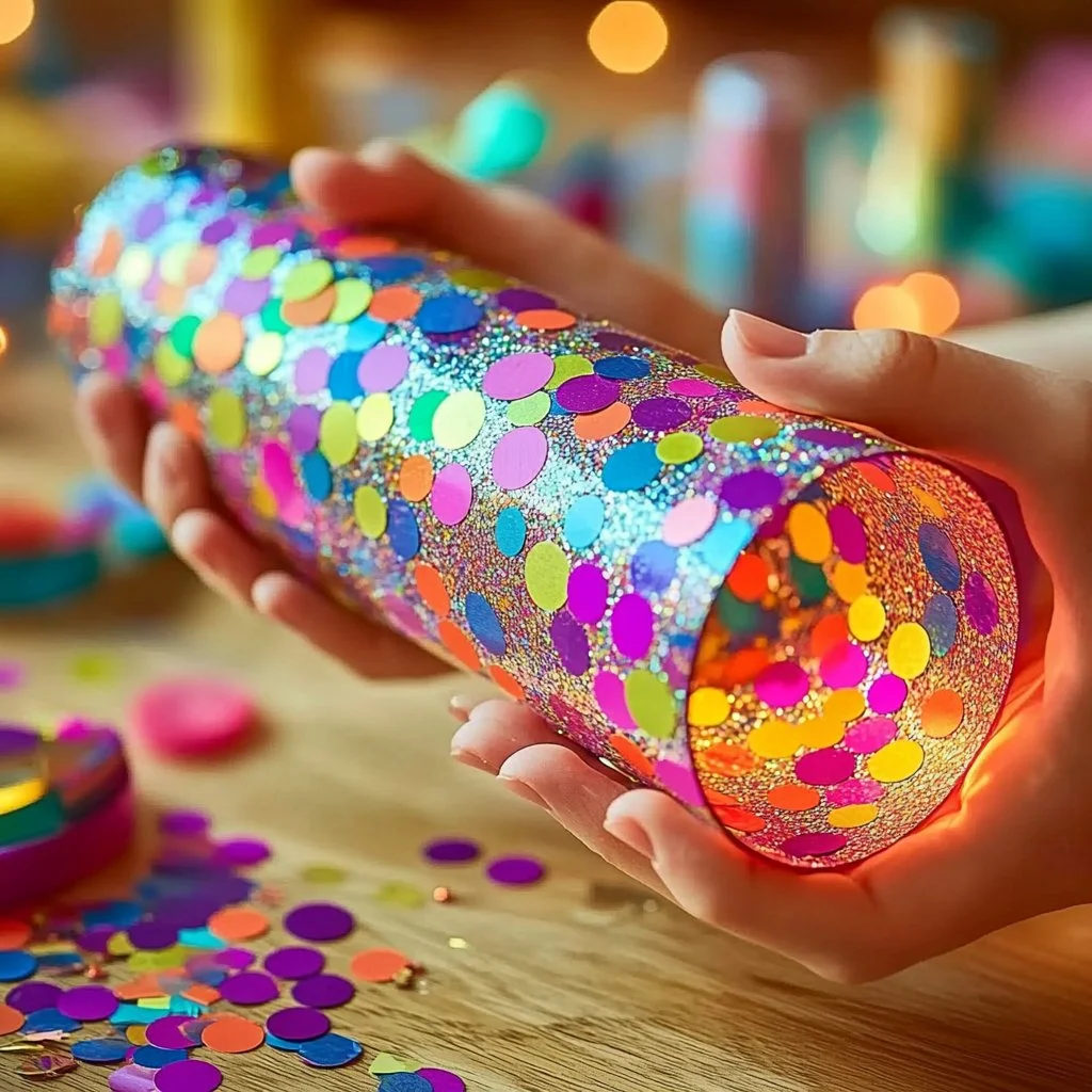 DIY kaleidoscope tube project with colorful patterns