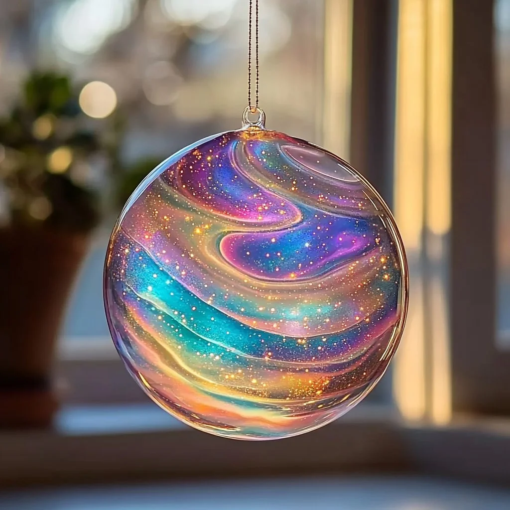 DIY lava lamp suncatcher project with colorful liquids and bubbles