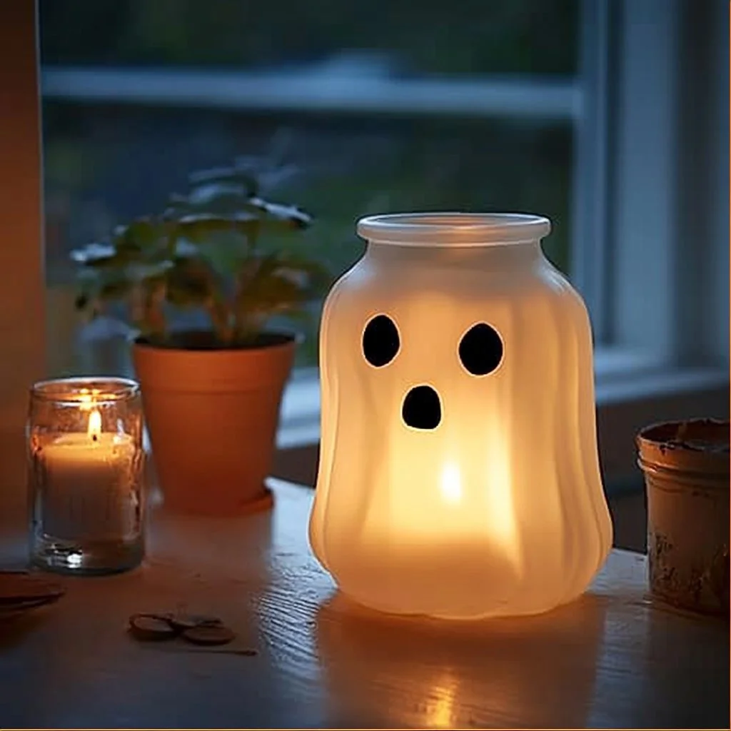 DIY milk jug ghosts for Halloween decorations