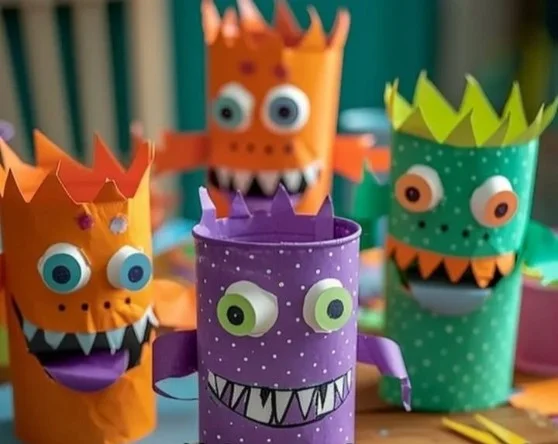 Colorful DIY paper cup monsters for kids' craft projects