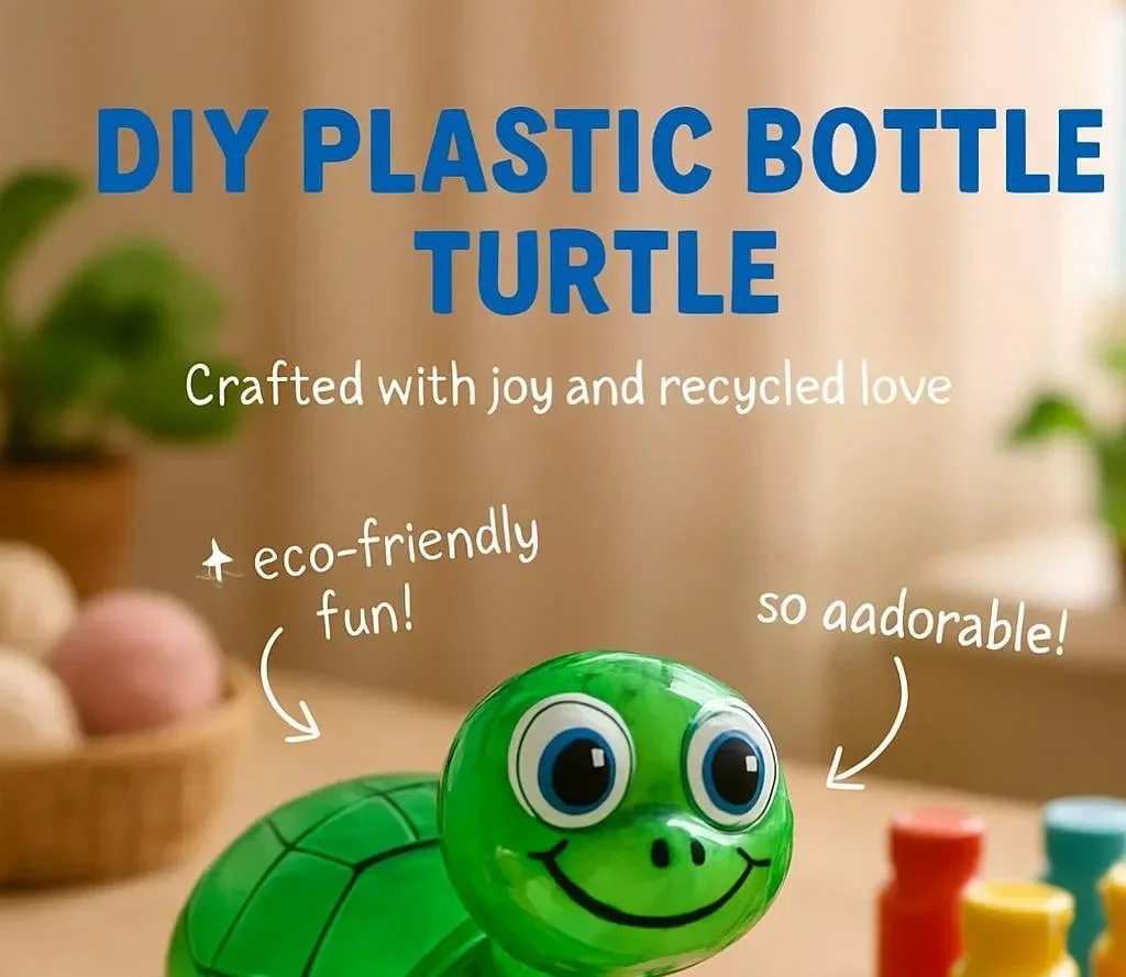 DIY plastic bottle turtle craft project for kids