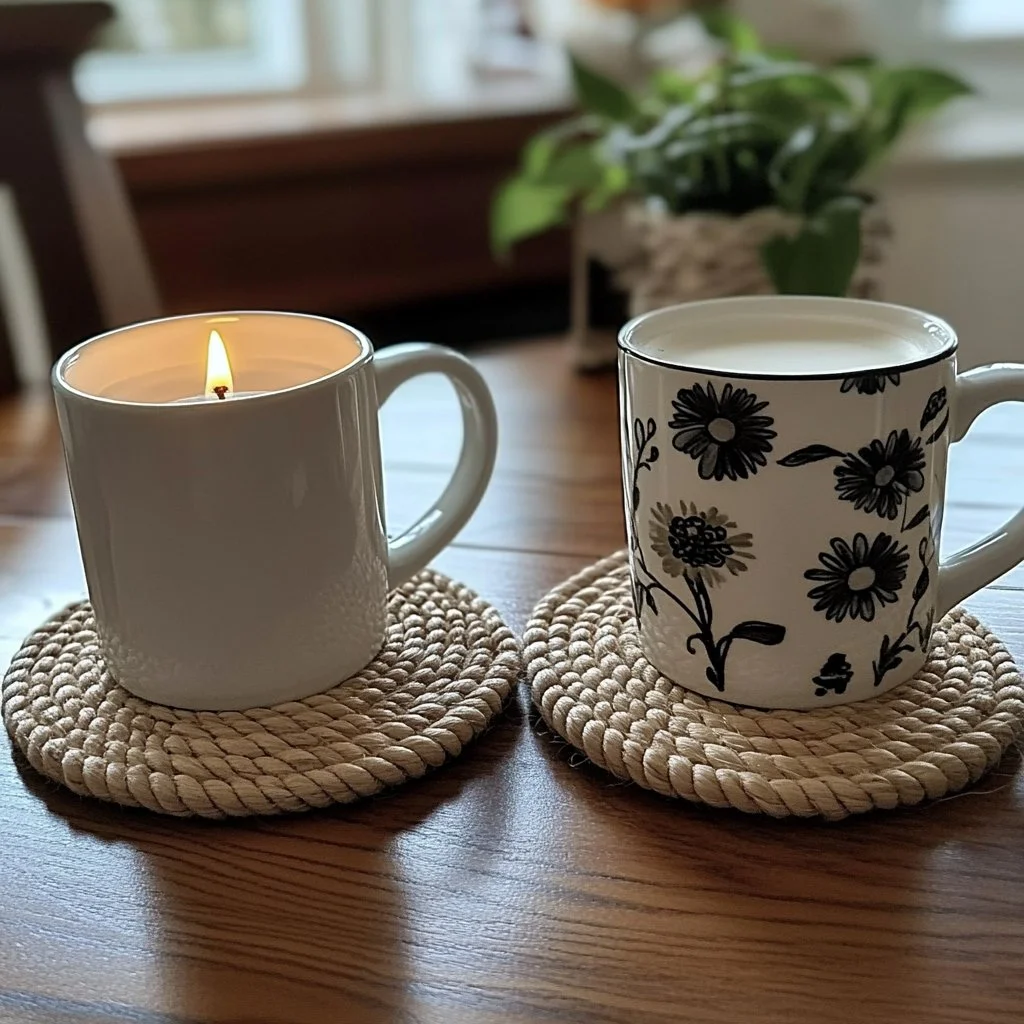 Handmade DIY rope coasters for home decor