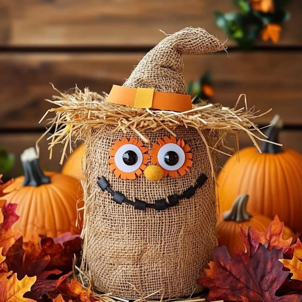 DIY scarecrow jars for autumn decoration