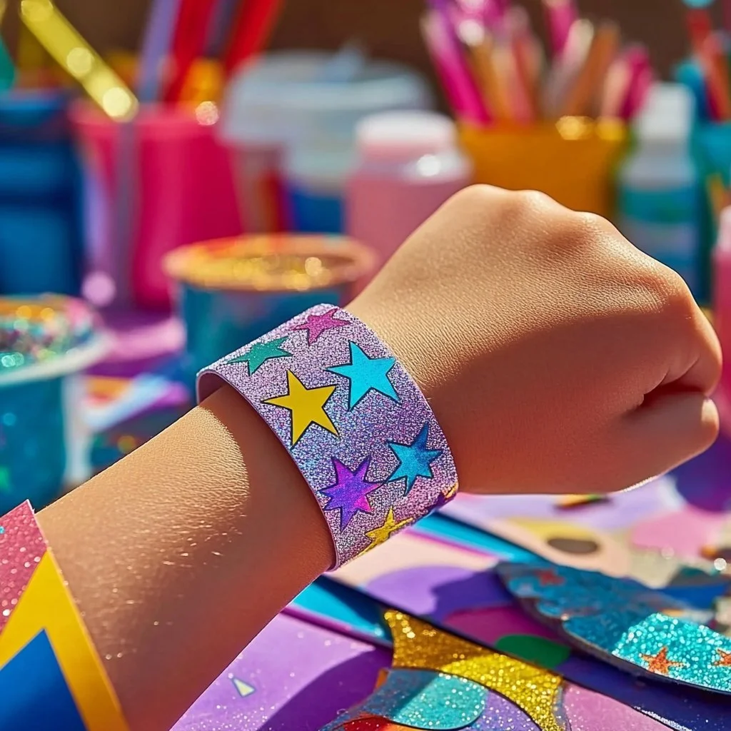 Colorful DIY superhero cuffs for kids and adults