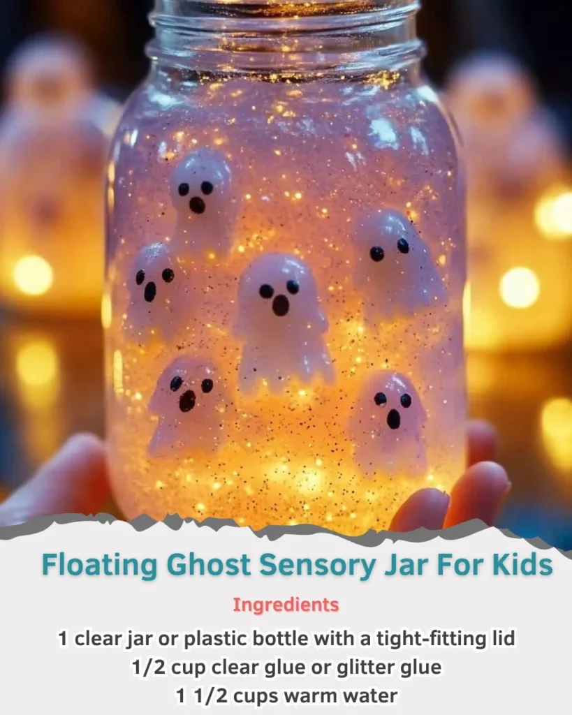 Floating Ghost Sensory Jar filled with colorful, calming elements for kids